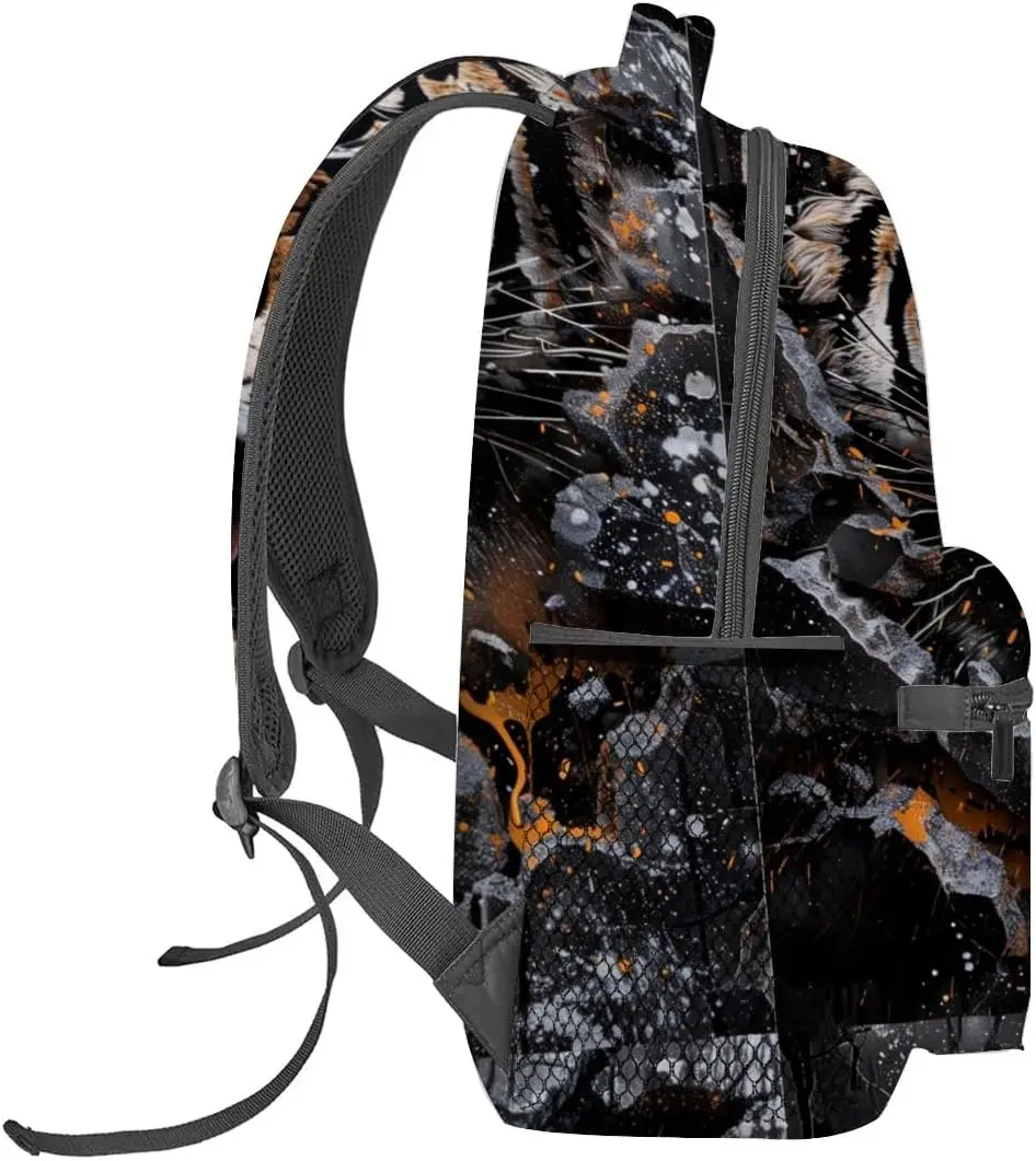 Zaino con tigre ruggente, borsa per laptop in poliestere, zaini per animali della giungla feroce, zaino con stampa di volti di fauna selvatica, regali per zaino