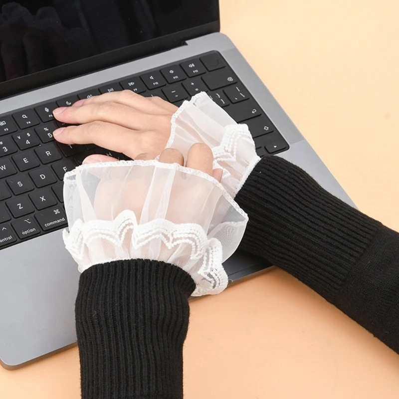 Faux Sleeves Decorative Sleeves Sweater Lace Cuff Ruffle False Sleeves Cuff Extension Universal Multilayer Lace Cuffs