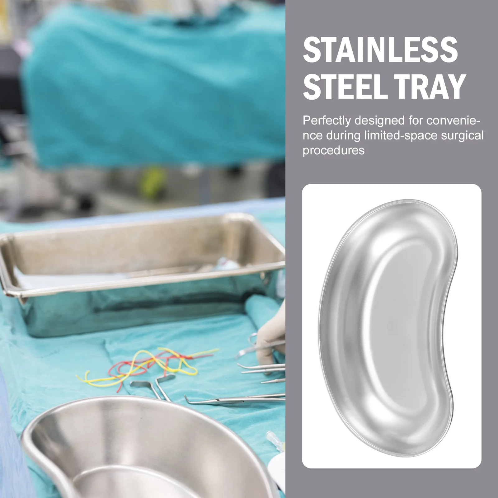 Stainless Steel Waist Versatile Tray Kidney Shape Plate Bending Storage Small Medical Curved Creative