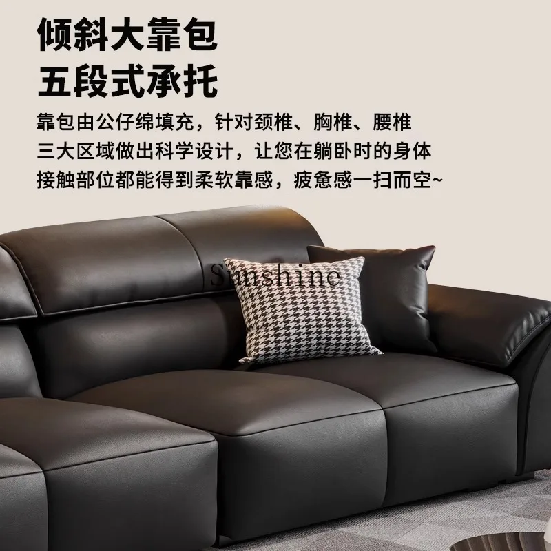 Italian minimalist modern minimalist living room small apartment straight row medieval leather art sofa