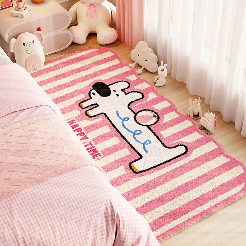 Cartoon Style Carpets for Living Room Pink Girly Bedroom Decor Carpet Fluffy Soft Irregular Bedside Rug Home Thicken Plush Mat