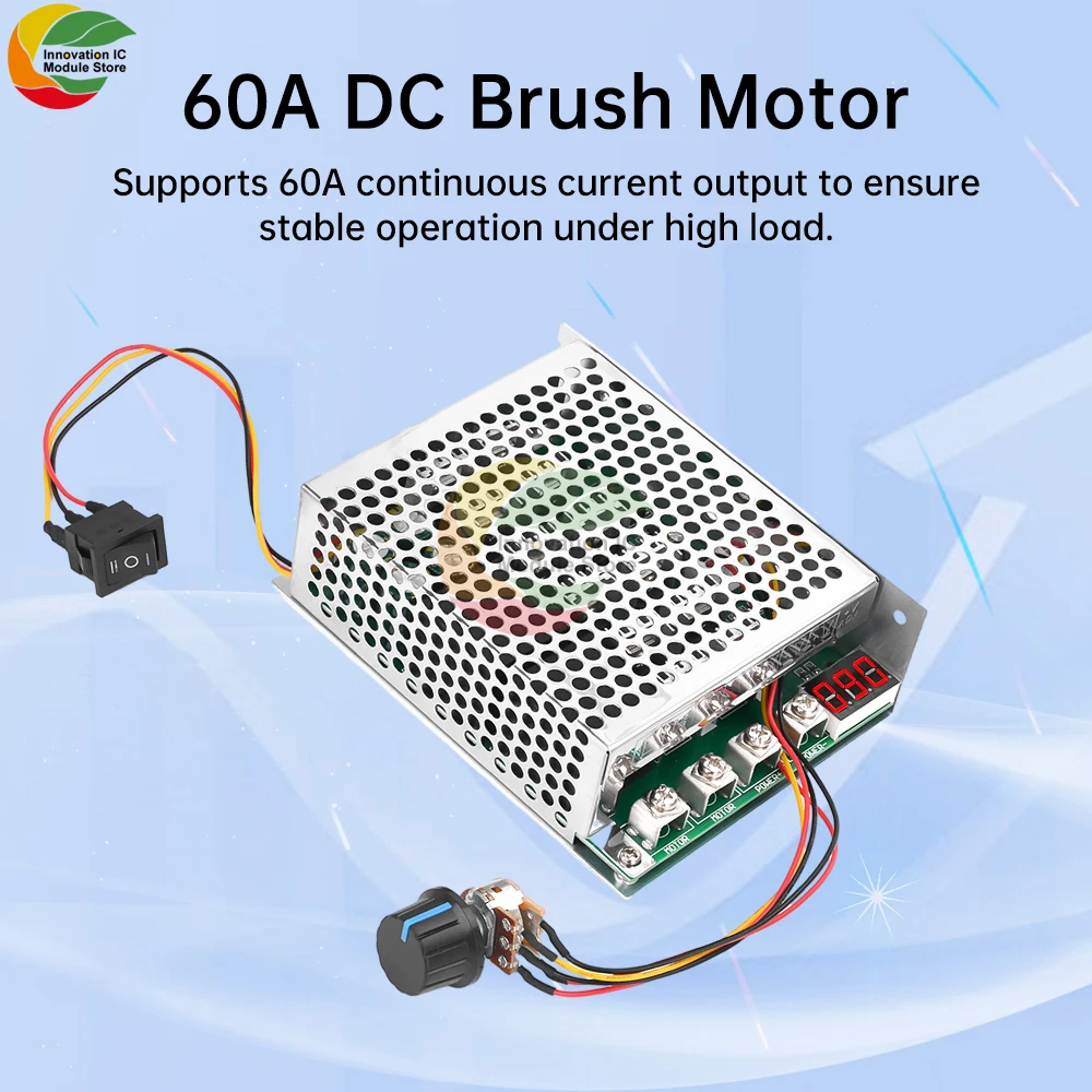 DC10-55V 60A DC Brush Motor Speed Switch Adjustable Forward Reversal Speed Controller Module 12V 24V 36V 48V