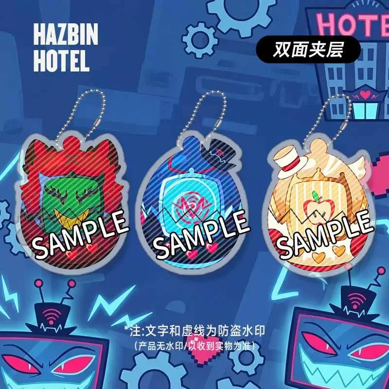 In Stock Anime Hazbin Hotel Alastor Lucifer Morningstar Radio Demon Vox Cosplay Cartoon Acrylic Pull-Out Hanging Piece Keyring