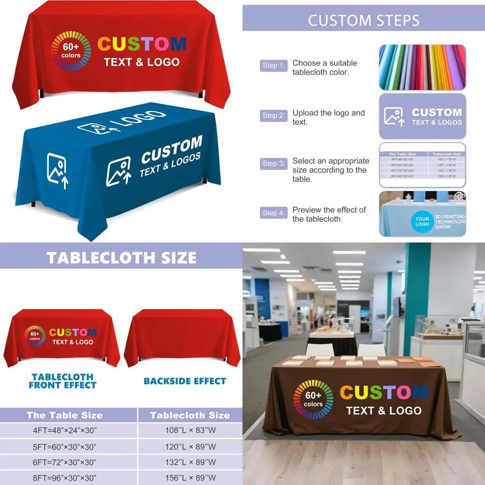 

Customized Tradeshow Table Covers with Company Logo for 4 to 8 Feet Booths