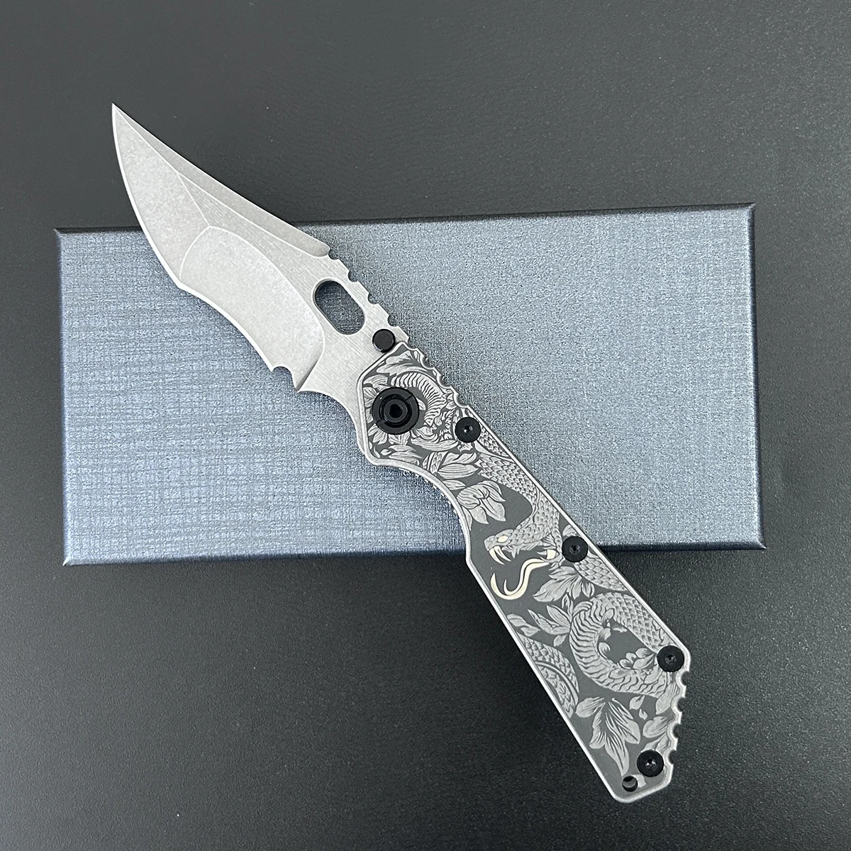 VG10 Steel Folding Knife TC4 Titanium Laser Engraved Handle Copper Washer Titanium Pocket Clip Daily Outdoor Pocket EDC Carry