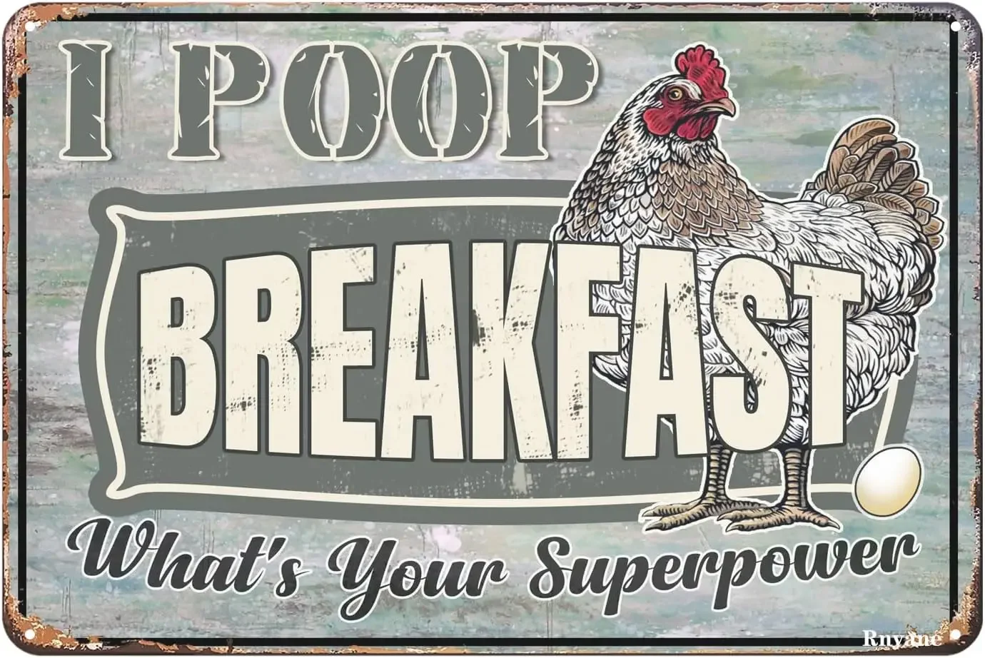 Funny Chicken Metal Tin Sign Decorations I Poop Breakfast Whats Your Superpower Coop For Lovers Signs