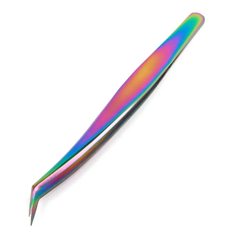 Eyelash Beauty Tweezers Eyelash Grafting Stainless Steel Tweezers Planting False Eyelashes Auxiliary Device Colorful Titanium Go