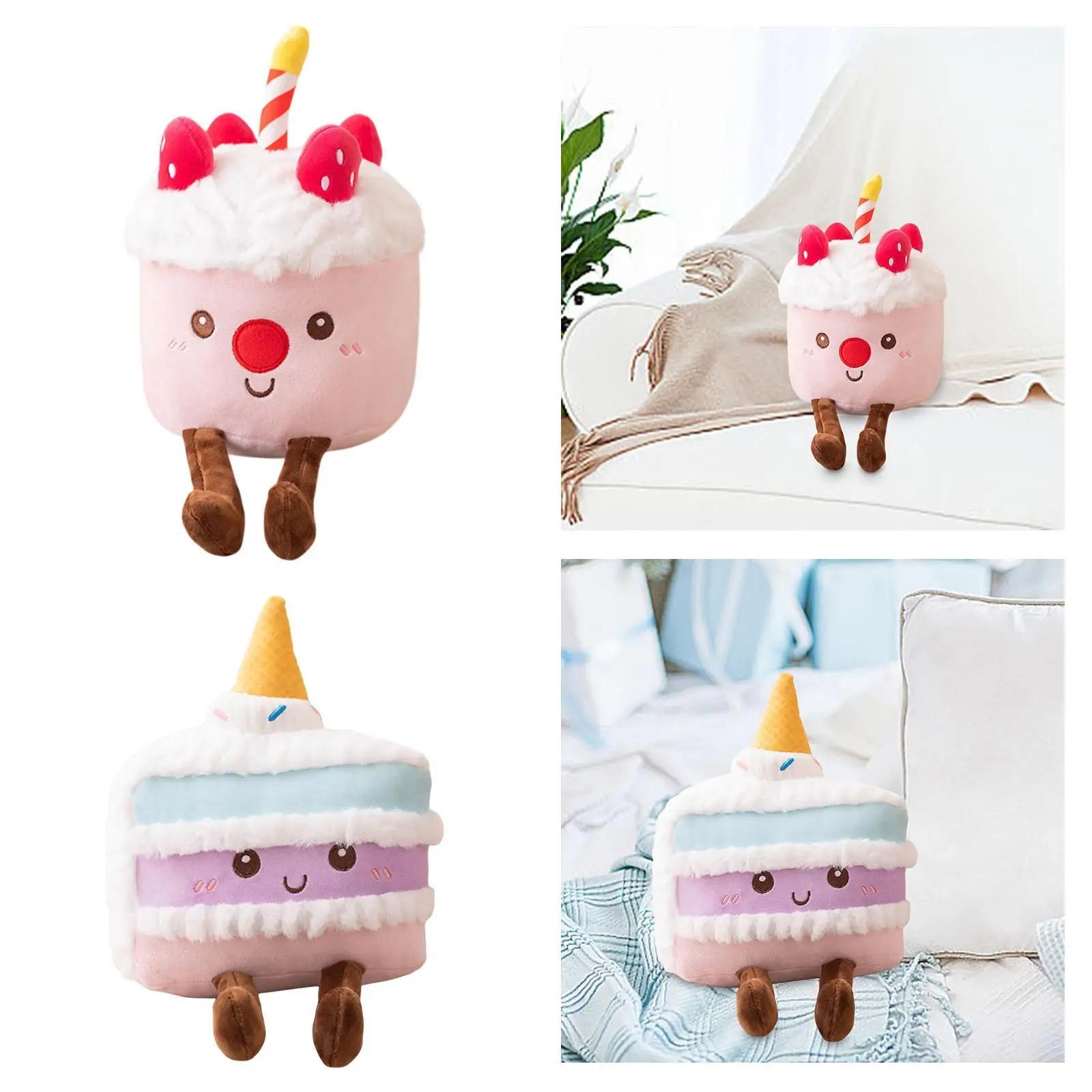 Bolo de aniversário boneca de pelúcia cupcake brinquedo animal de pelúcia para casa carro sala de estar