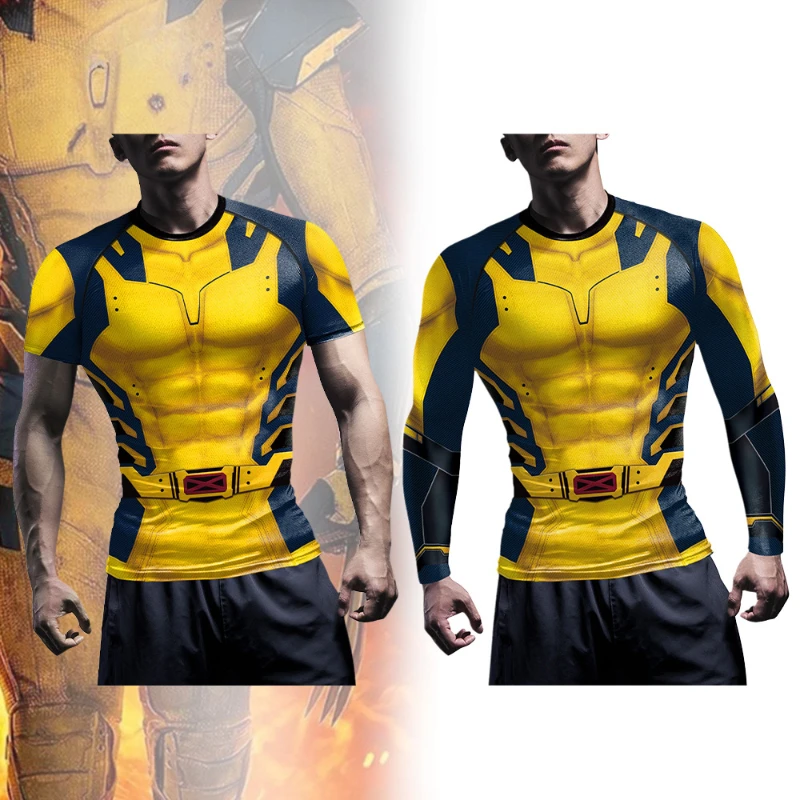 

Men Wolverine Cosplay T Shirts Men Superhero 3D Printed Muscle Pattern Tops Long Sleeve for Comic Gym Role Play Tops