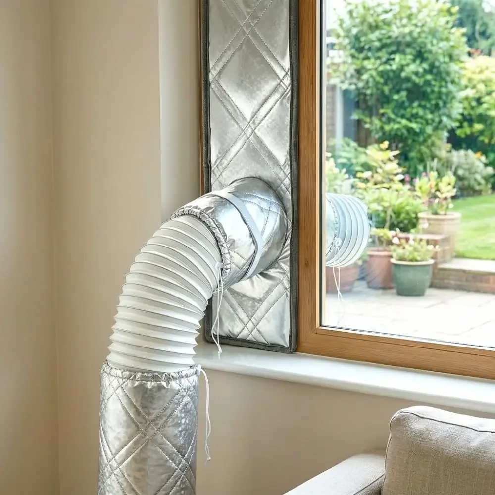 Portable AC Window Seal Kit 3 Layer Cotton Filled Composite Silver Foil Sliding Window Vent Cloth Air Conditioner Window Seal