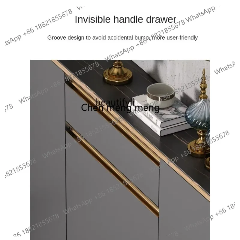 LHY26 ss LBX Narrow Meal Side Cabinet Ultra-Thin Solid Wood Storage Modern Simple and Light Luxury Kitchen Wall Integrated Side