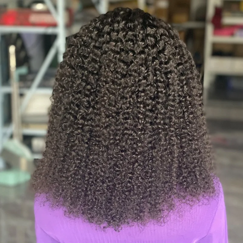 12A 200% الكثافة 16 بوصة شعر بشري مجعد مع الانفجارات غلويليس الباروكات للنساء 230 جرام البرازيلي ريمي شعر أسود طبيعي بوب الباروكات