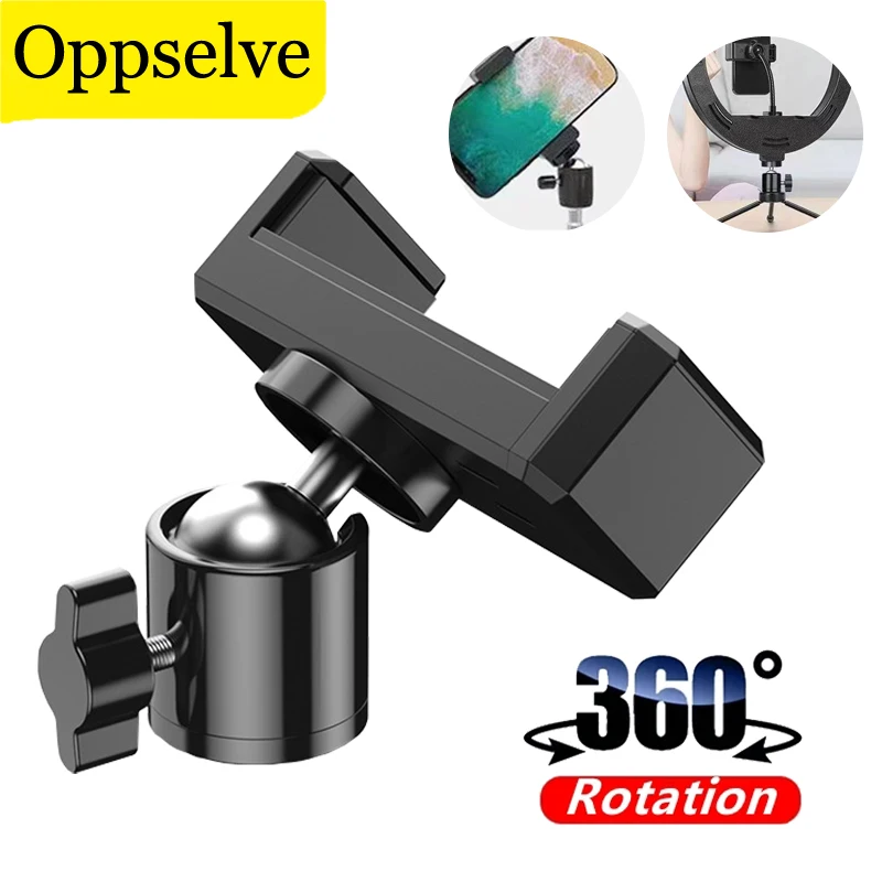 Universal Tripod Mount CellPhone Holder Clip Stand 1/4 Screw Ball Head Adapter For Selfie Stick Xiaomi 360 Rotate Camera Bracket