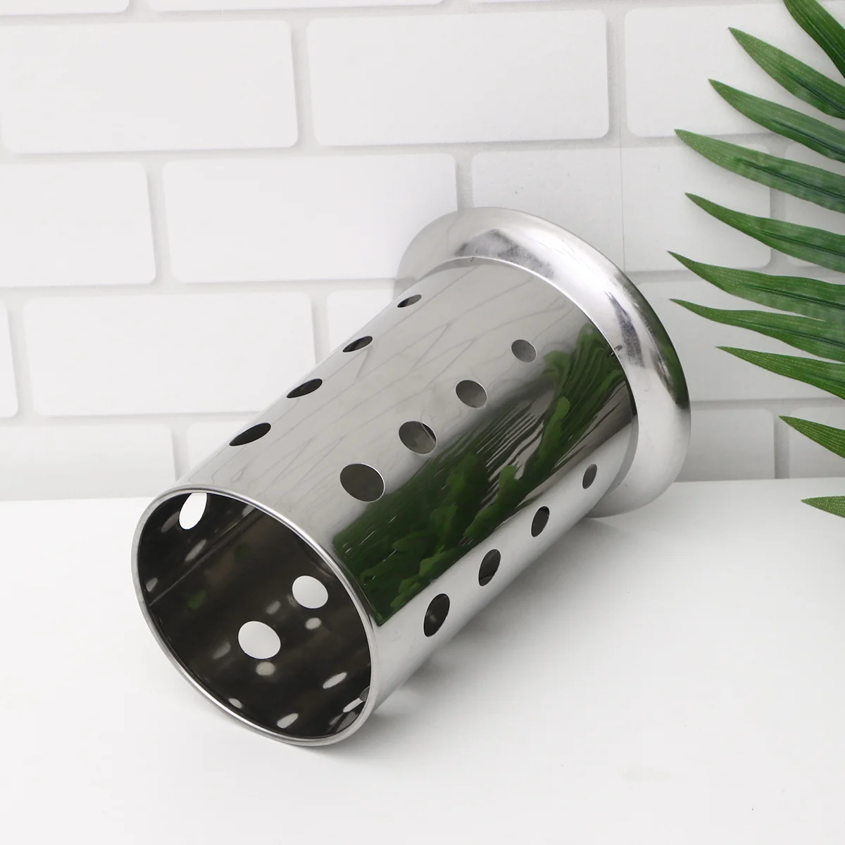 

Thicken Stainless Steel Tableware Chopsticks Holder Utensil Organizer Holey Leachate Canister for Kitchen Storage Circle Holes
