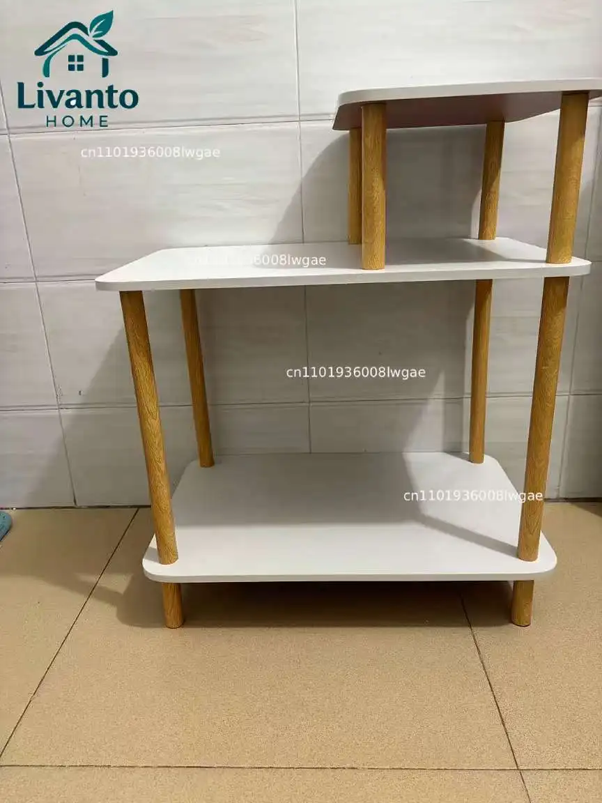 

Modern Nightstand with Storage Bedside Table with Wood Legs for Small Spaces Compact End Table with Open Shelves