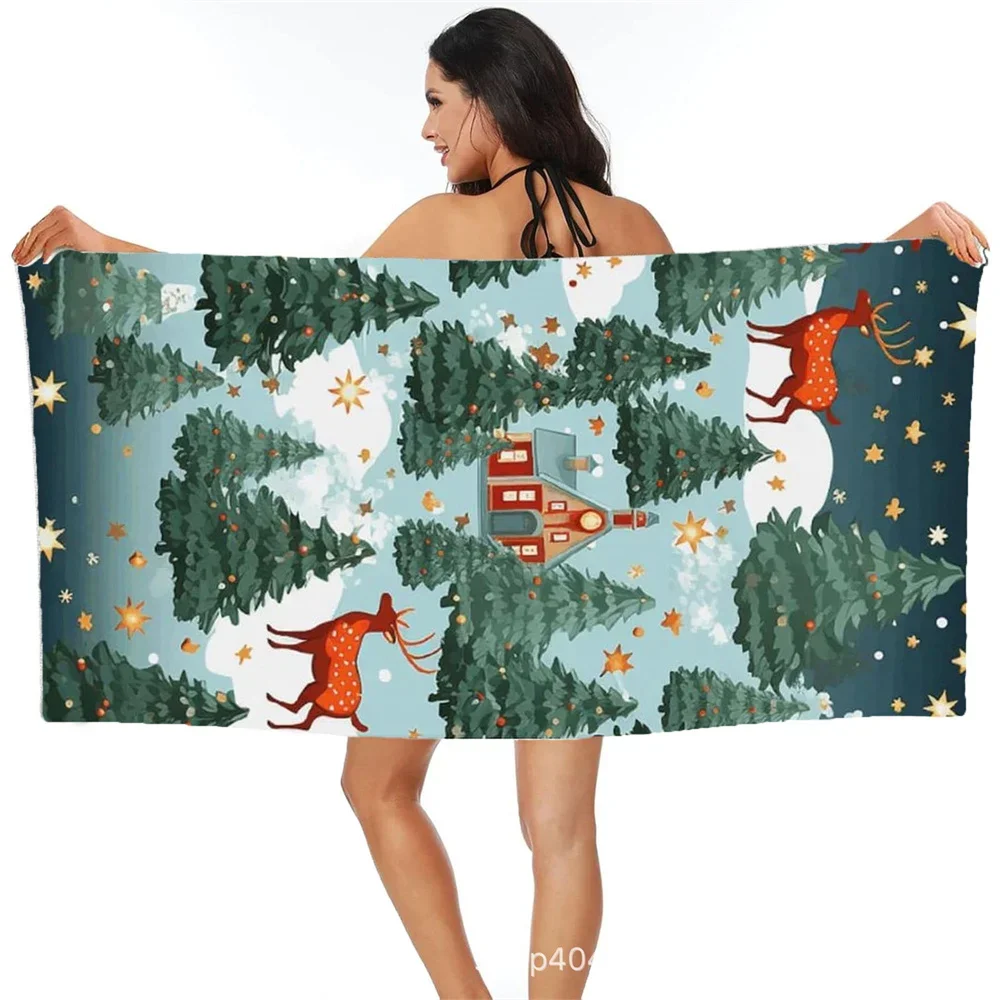 Christmas Beach Towel Bath Towel Wholesale Microfiber to Figure Digital Printing Portable Quick-drying Absorbent