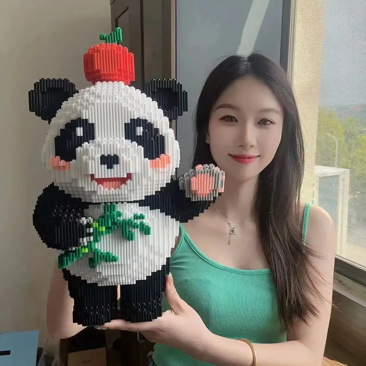 40cm Apple Panda Building Block Adult Assembly Super Large Puzzle Birthday Gift for Boys and Girls 7000+pcs