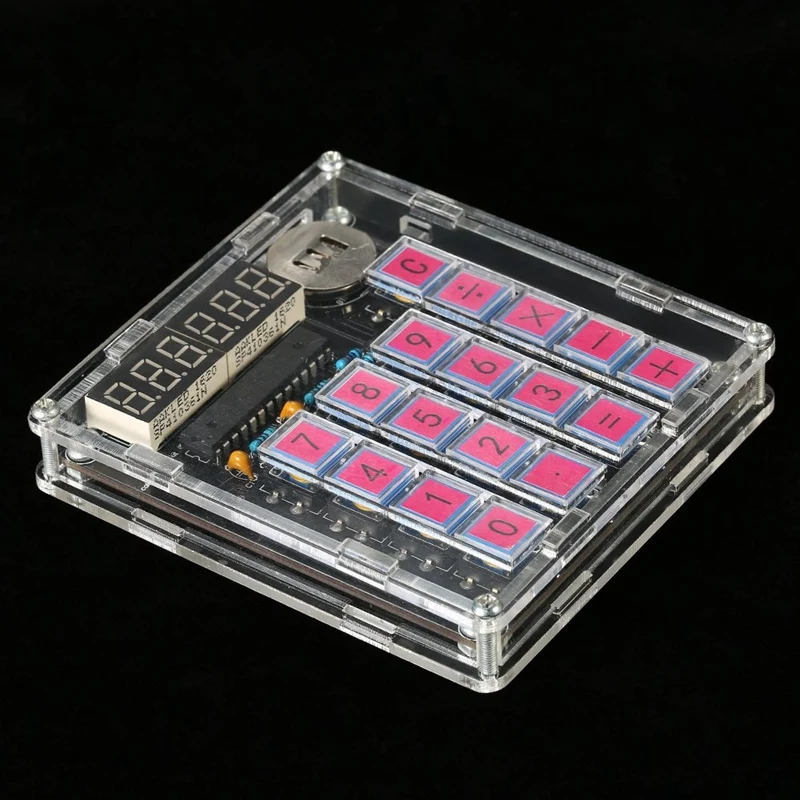 DIY Calculator Kit Digital Tube Calculator Built In CR2032 Button Cell With Transparent Case Calculator