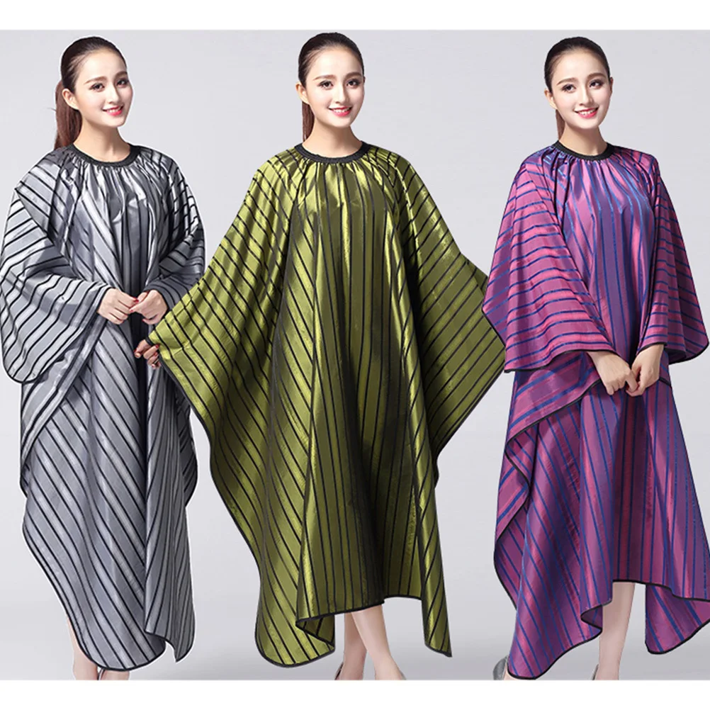 

Stripe Design Waterproof Haircut Gown Purple Soft Durable Lightweight Hairdressing Cloak for Men Women Barber Supplies Cape