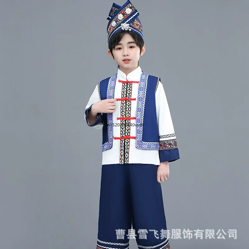 Conjunto de trajes de baile Zhuang para niños, ropa para niños, nuevo estilo, disfraces de reconocimiento, actuación para niños y niñas