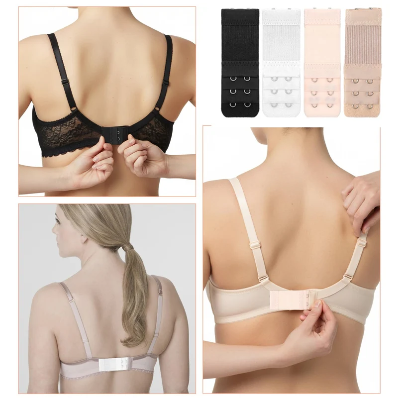 3PC Bra Extenders Strap 2 Rows Women Ajustable Intimates Lengthened Bra Hook Buckle Bra Extension