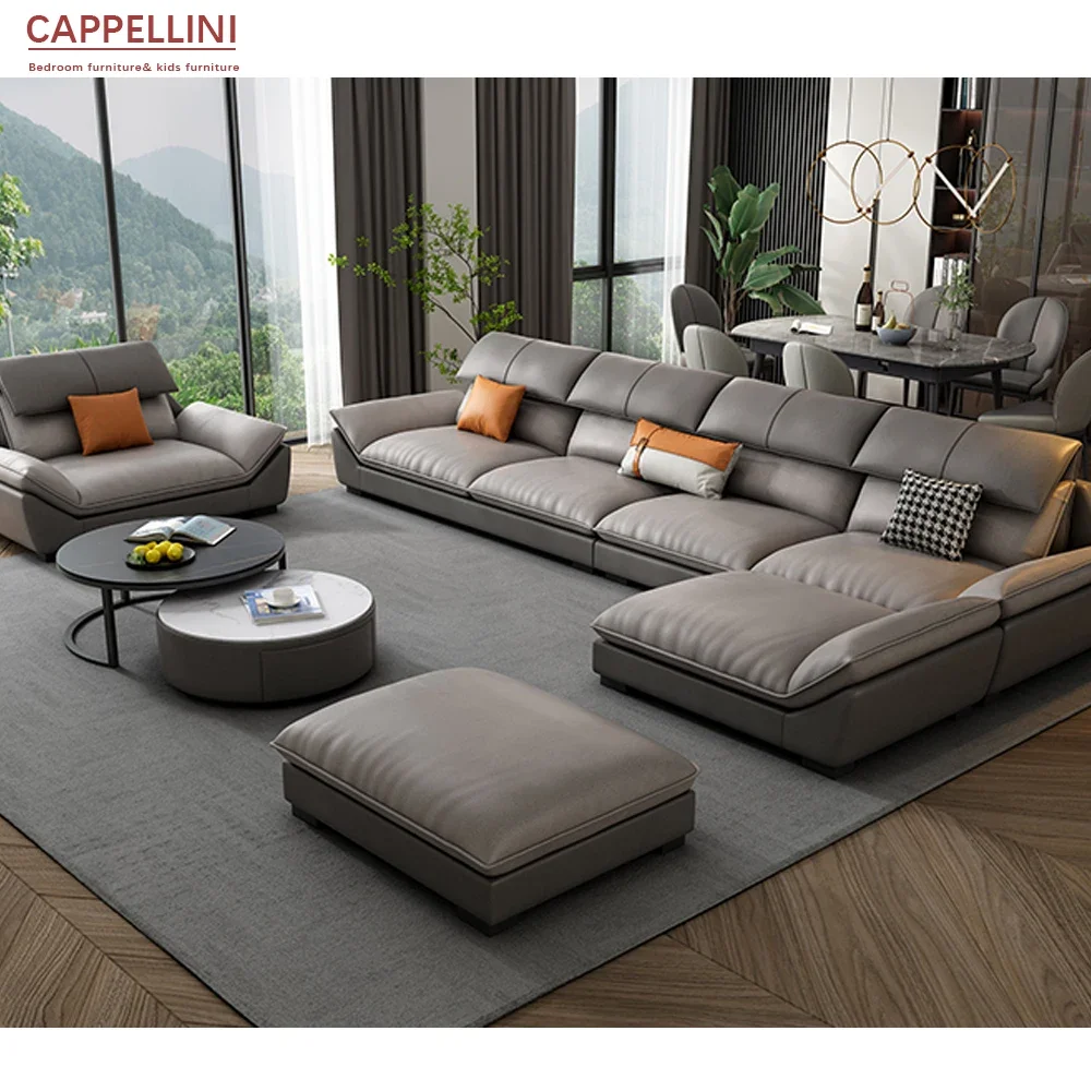 Modern design luxury living room villa hotel sofa furniture leather sofa set couch sofa