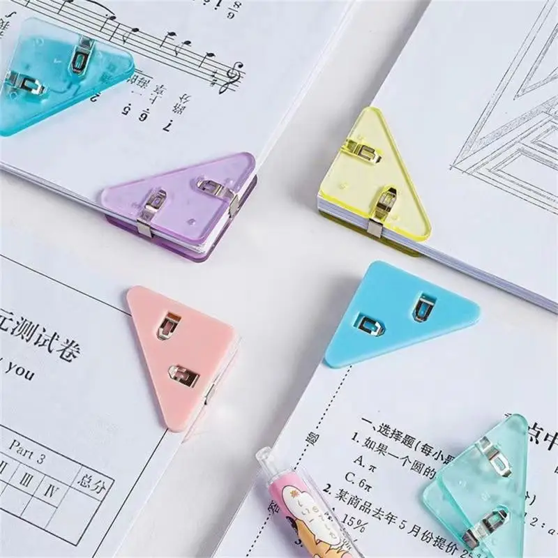 1PC Paper Clip Triangle Corner Clips Kawaii Page Holder File Index Photo Clamp Korean Stationery Office School Desk Organizer