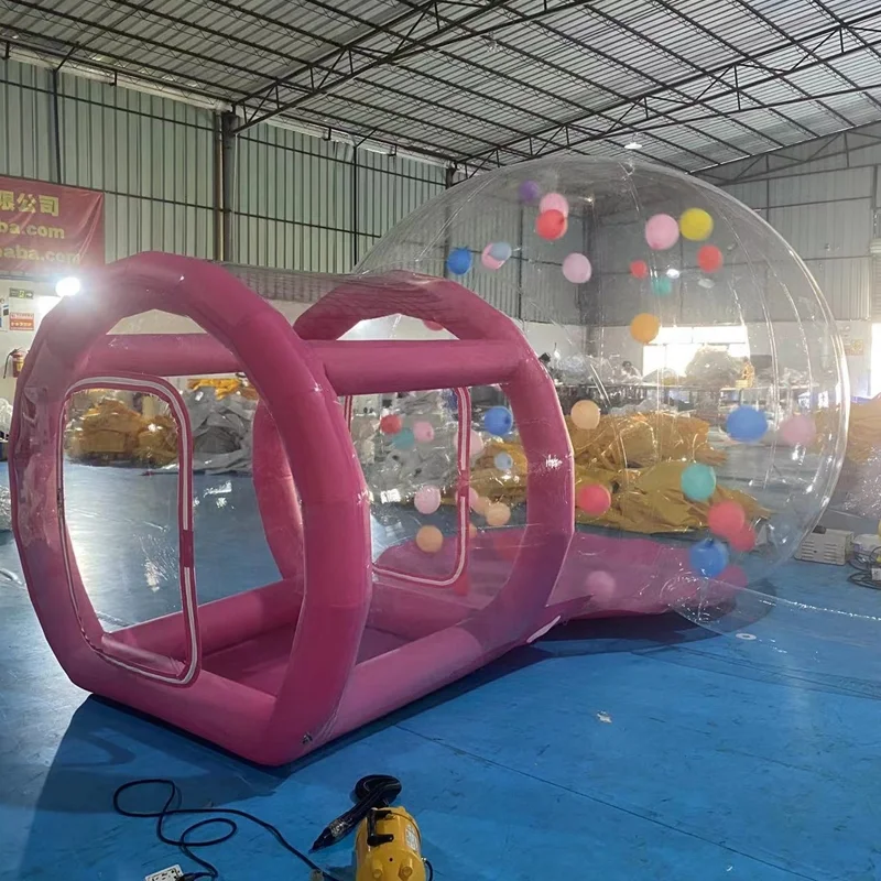 

Simple FRO Photo Booth Inflatable Transparent Bubble Tent With Balloons Lovely Pink Bubble House