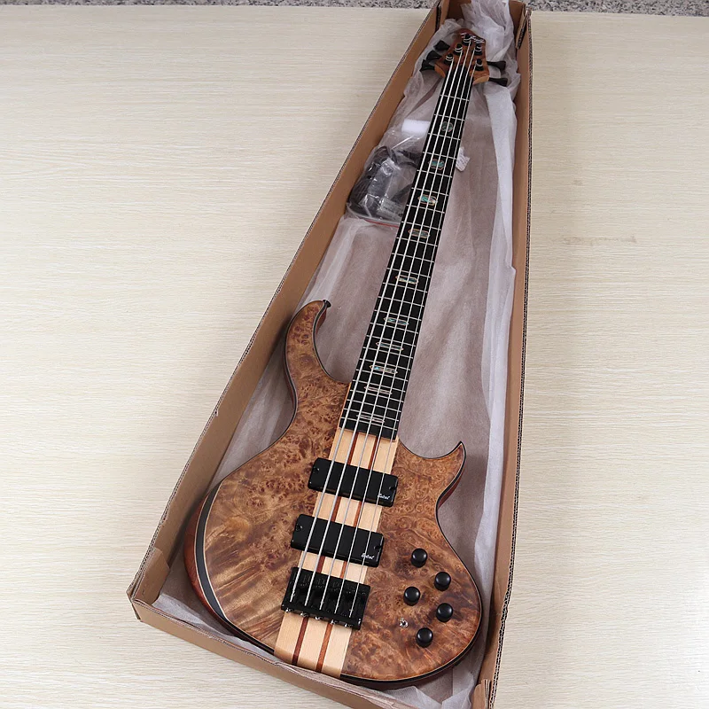 شجرة العقدة الرقبة العليا من خلال الغيتار الكهربائي 43 بوصة 6 سلسلة 5 سلسلة ماتي مع مفتاح نشط وسلبي جودة عالية