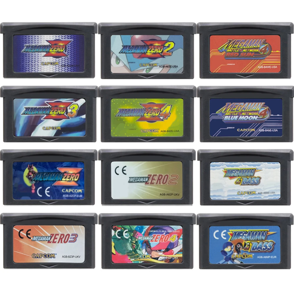 GBA Game Cartridge MegaMan 32 Bit Video Game Console Card Megaman Zero 1-4 Megaman Red Sun Blue Moon for GBA