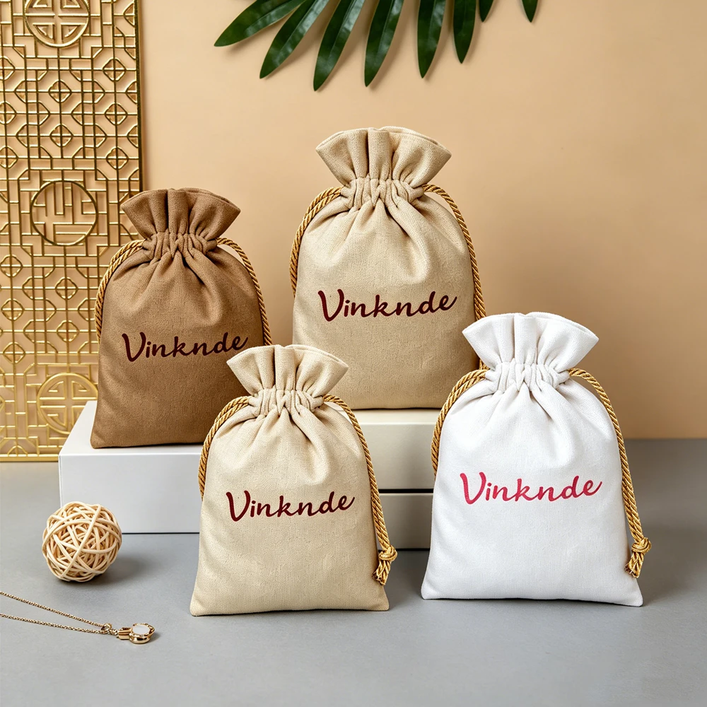 

100Pcs Soft Velvet Drawstring Storage Pouches Custom Logo for Cosmetic Accessories Jewelry Earrings for Collection and Packaging