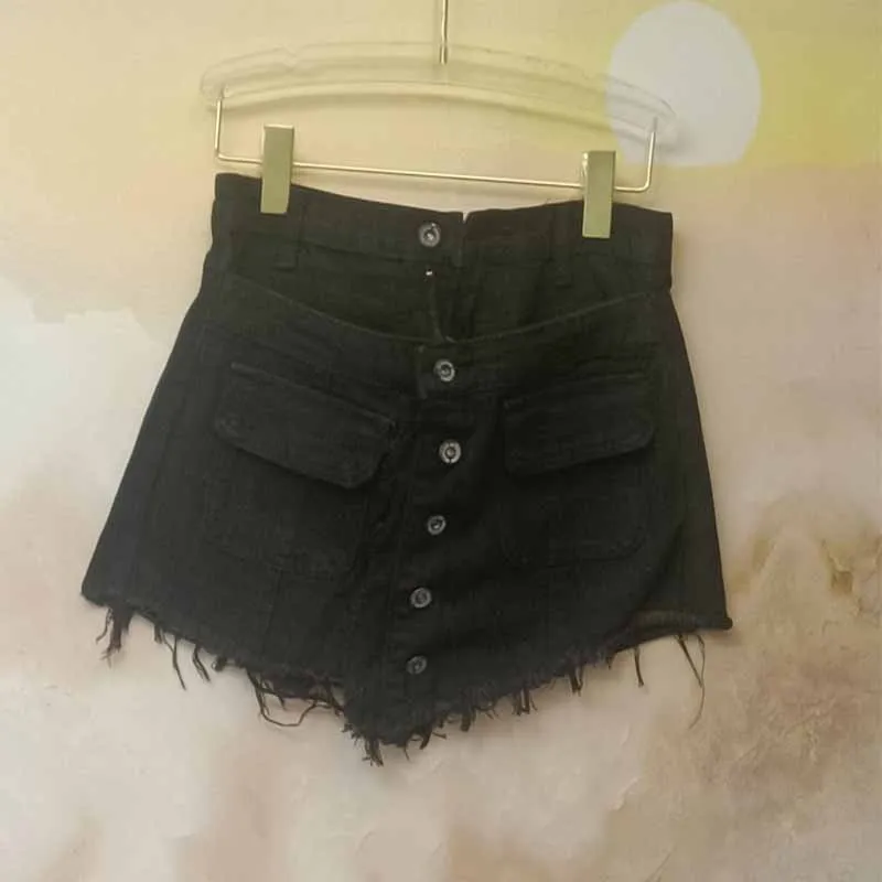 Single-Breasted High Waist Denim Shorts Women's Summer 2023 New Loose Wide Leg A-Line Hot Pants Culttes q588