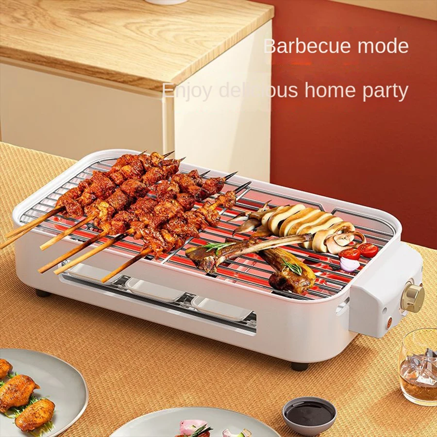 Electric Smoke-free Indoor Barbecue Grill, Non Stick Cooking, Detachable Board, Adjustable Temperature, Portable Barbecue Grill