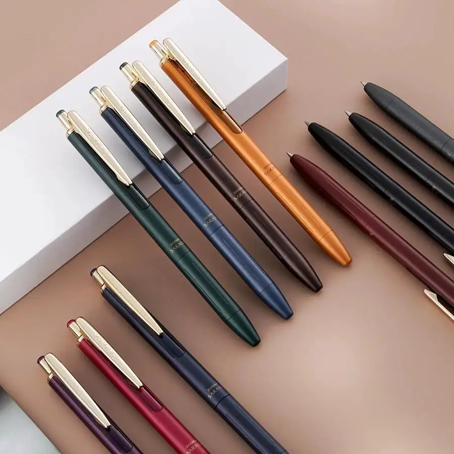 Japan Zebra Sarasa JJ57 Metal Gel Pen,0.5mm Vintage Colors,Low Center of Gravity Barrel,Smooth Click Mechanism for Business Sign