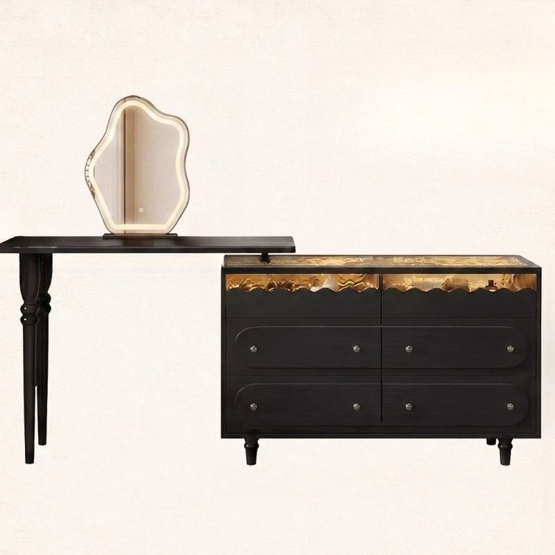 French retro, dresser and chest integrated, medieval style bedside makeup table
