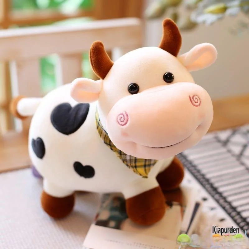 

Милая плюшевая кукла-корова, мягкая игрушка-теленок, поделки из ткани для взрослых, подарок на Год Быка, мультяшная подушка-корова
