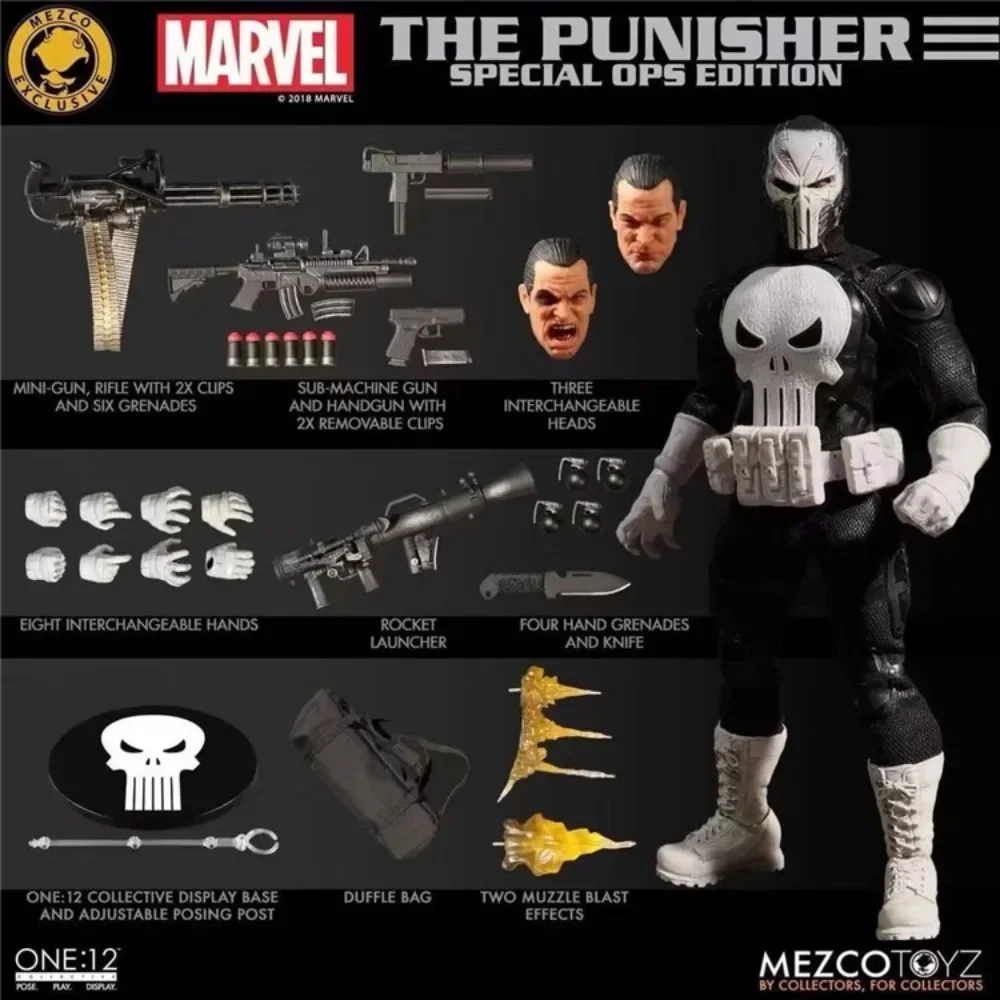 

Mezco Marvel The Punisher Articulated Action Figure Model Deluxe Edition Boxed Figure Collection Hobby Decoration Gift