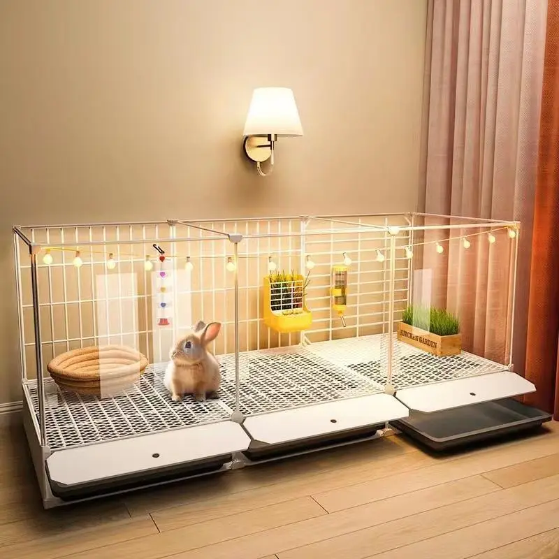 

Rabbit cage special dwarf rabbit raising small pet large rabbit nest house automatic manure cleaning transparent viewing villa