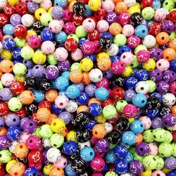 40Pcs 8mm Acrylic Cross Printed Loose Round Beads Jewelry Making DIY For Necklace Bracelet Chain Pendant Wholesale