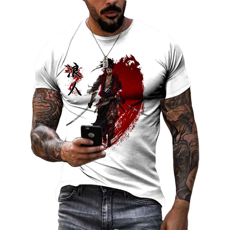 Summer Fashion New Cool Japanese Samurai graphic t shirts Men Casual 3D Printed Street Style Round Neck quick-drying t-shirt Top