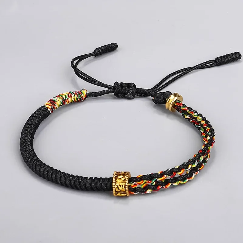 

Handmade Tibetan Buddhist Bracelet Colorful Thread Good Lucky Charm Thin Rope Bracelet & Bangles for Women Men Knots