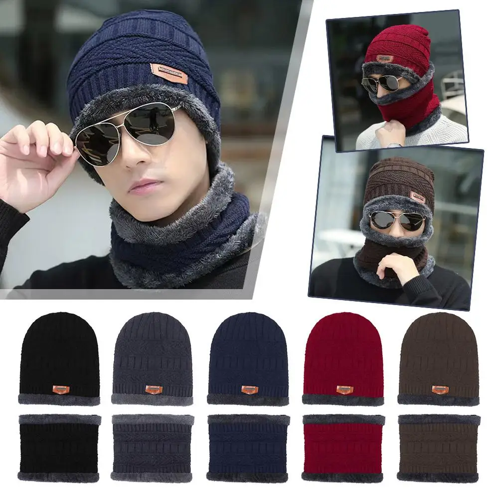 Winter Beanie Hat For Men Knitted Hat Winter Cap Beanie Women Thick Wool Neck Scarf Cap Balaclava Mask Bonnet Hats Gorras