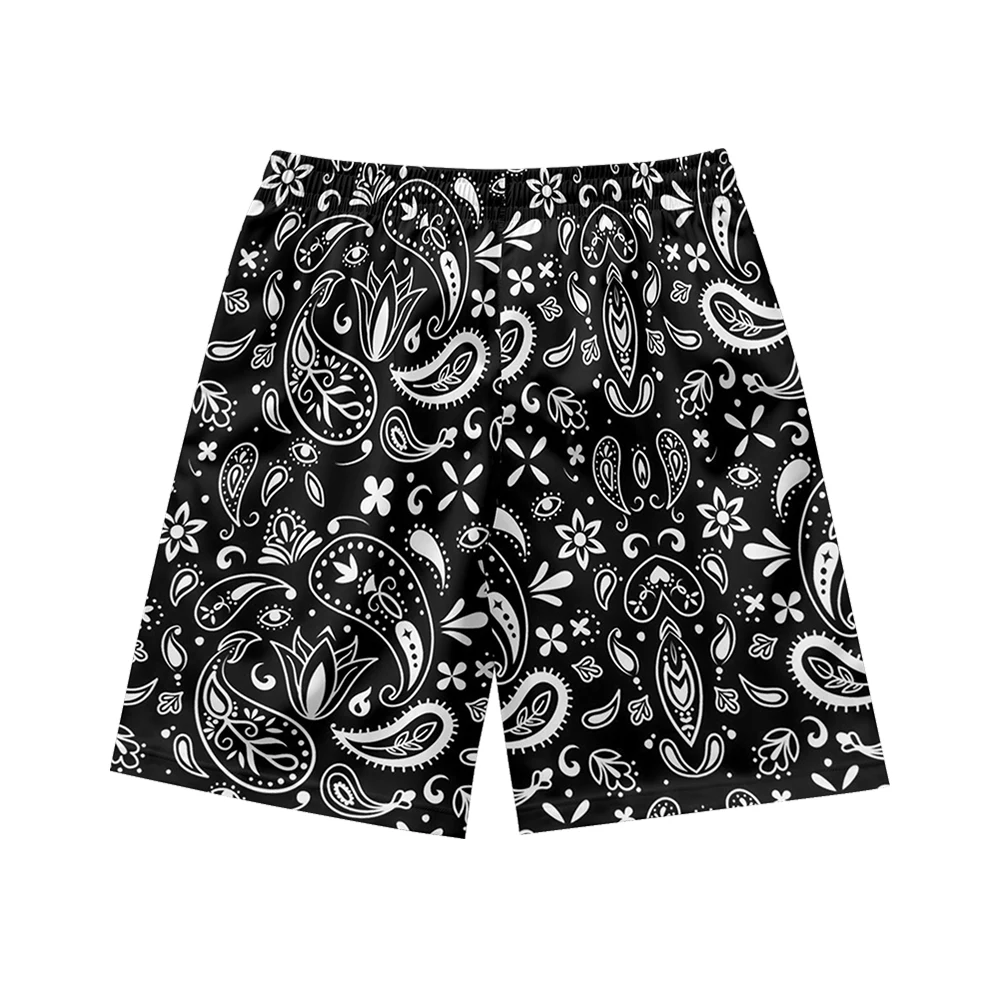 Skeleton rose plant pattern men's drawstring waist shorts, quick drying polyester breathable beach shorts, casual sports shorts