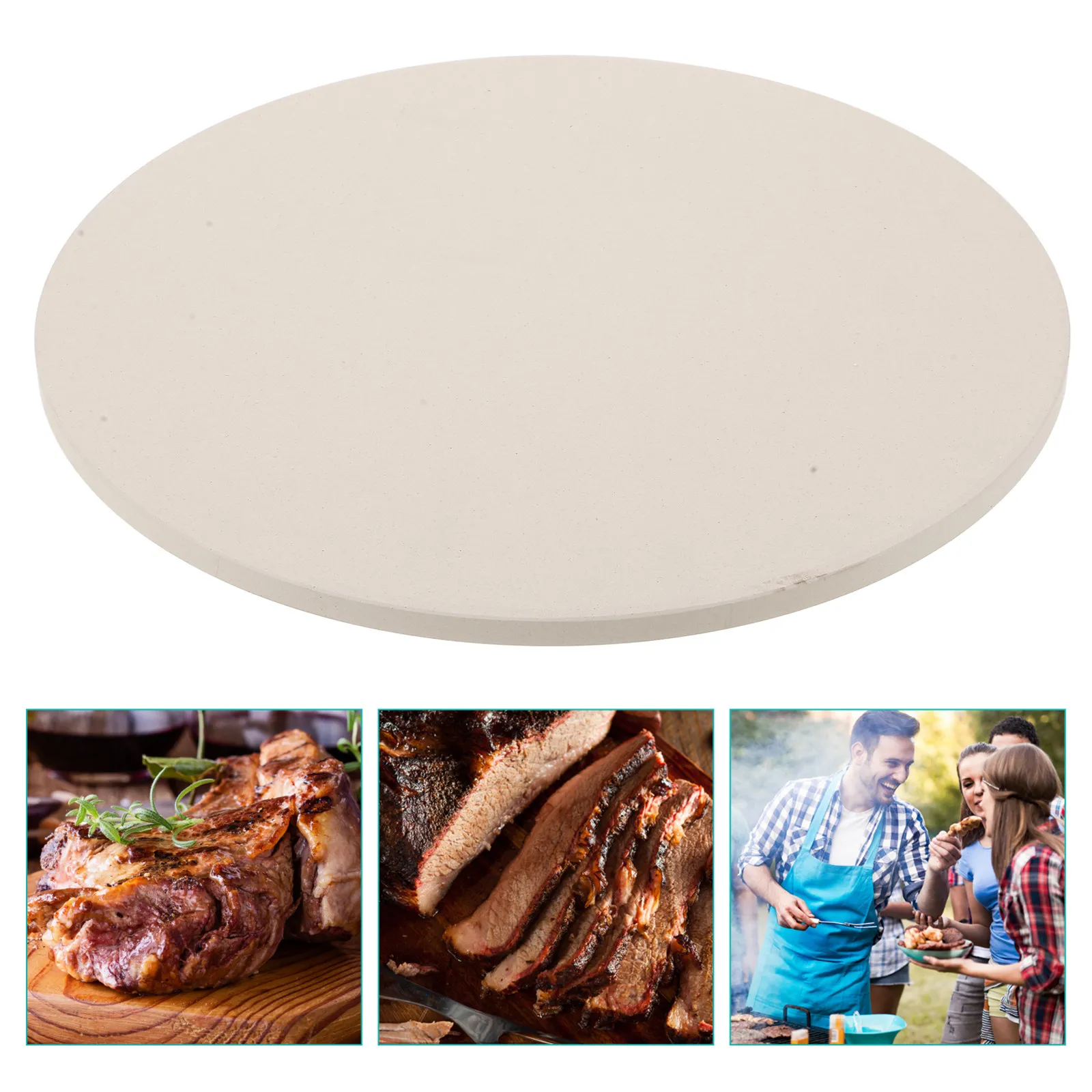 

Round Oven Stone Pizza Pan Cordierite Bake Stone for Pizza Bread Biscuits Chicken Legs Even Heat Distribution Cooking Pan