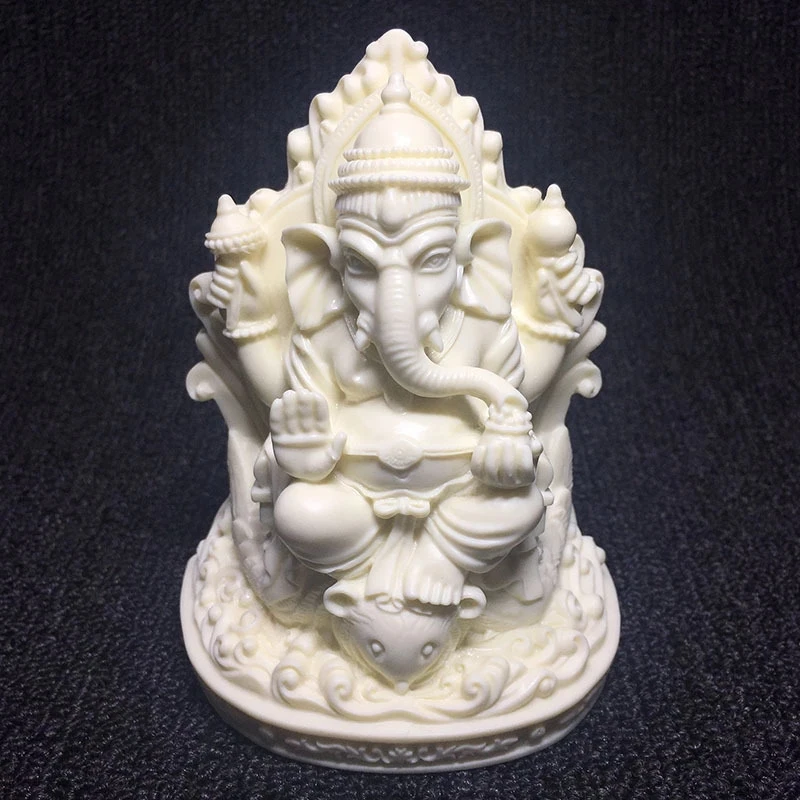 

India Ganesha Bodhisattva statue White Ganesha sculpture High-end fine carving Home living room bedroom garden decorationcrafts