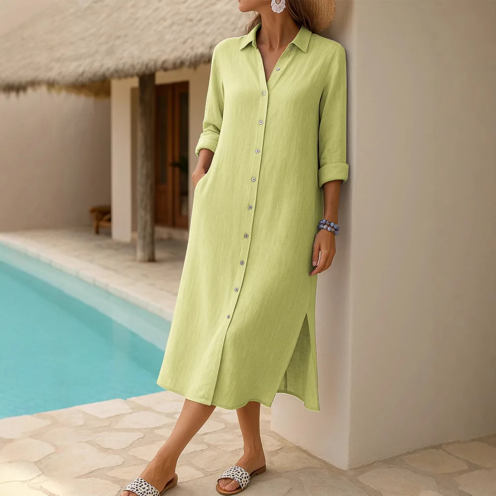 Women's Long Dresses Spring Autumn Women's Shirt Dress Baju Perempuan 가을원피스 Long Sleeve Dresses Vestido Elegante Mujer