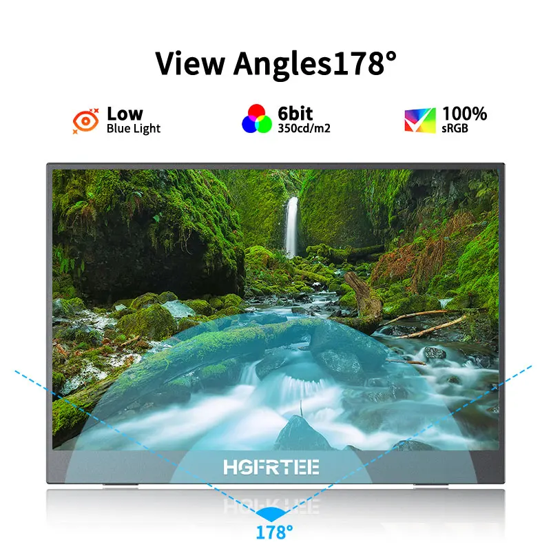 شاشة محمولة 14.1 بوصة 1080P IPS 100% SRGB شاشة محمولة للألعاب مع حامل لأجهزة الكمبيوتر المحمول PS5/4 Switch Xbox Raspberry Pi