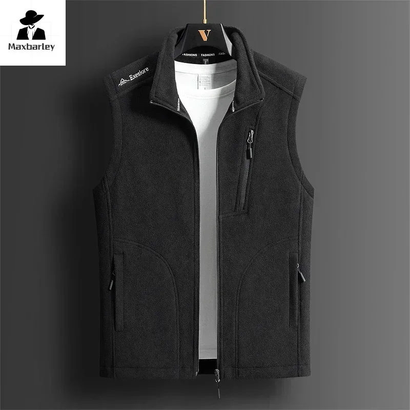 Winter Fleece Vest Men\'s 2024 Fashion Plus Size Warm Wool Sleeveless Coat Brand Clothing Couple\'s Outdoor Sports Vest Jacket 5XL