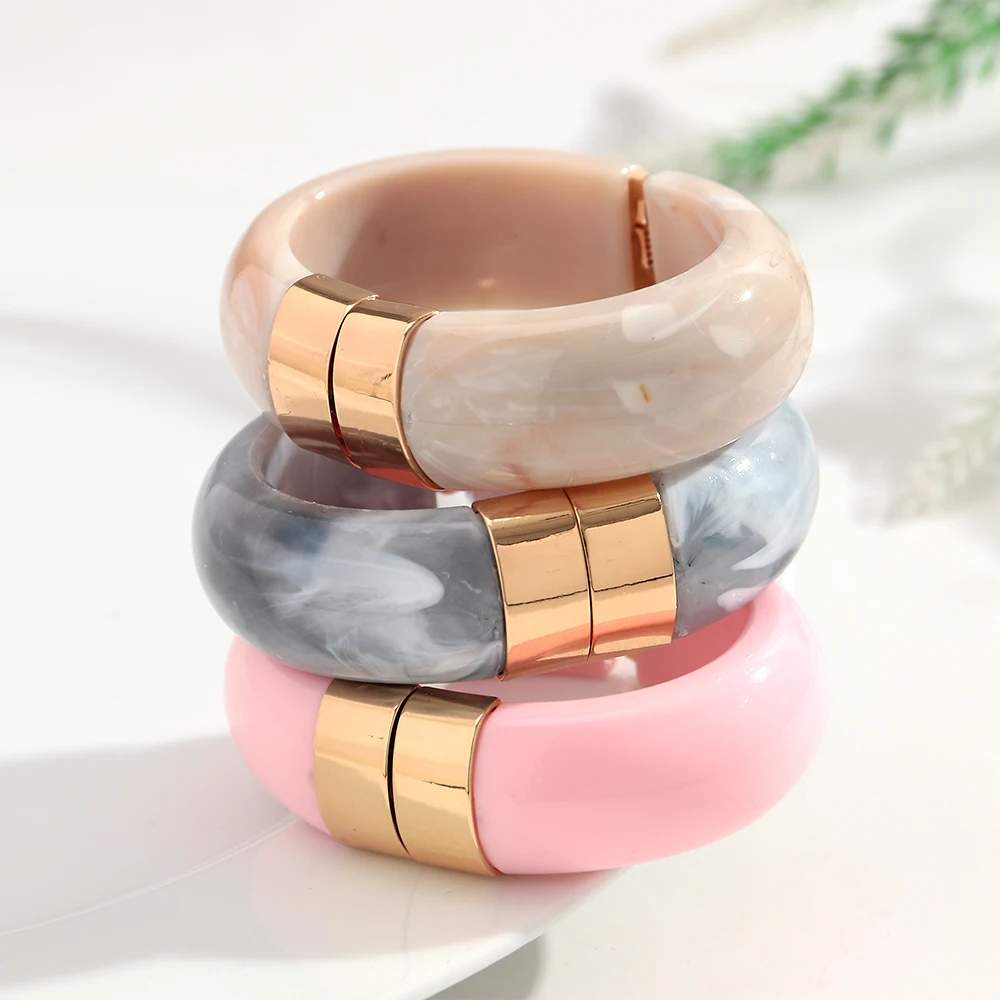 Modische Bunte Harz-Armreifen aus Edelstahl, Wasserdicht, Klobige Armbänder für Damen, Schmuckgeschenk 2026 – Detail 6