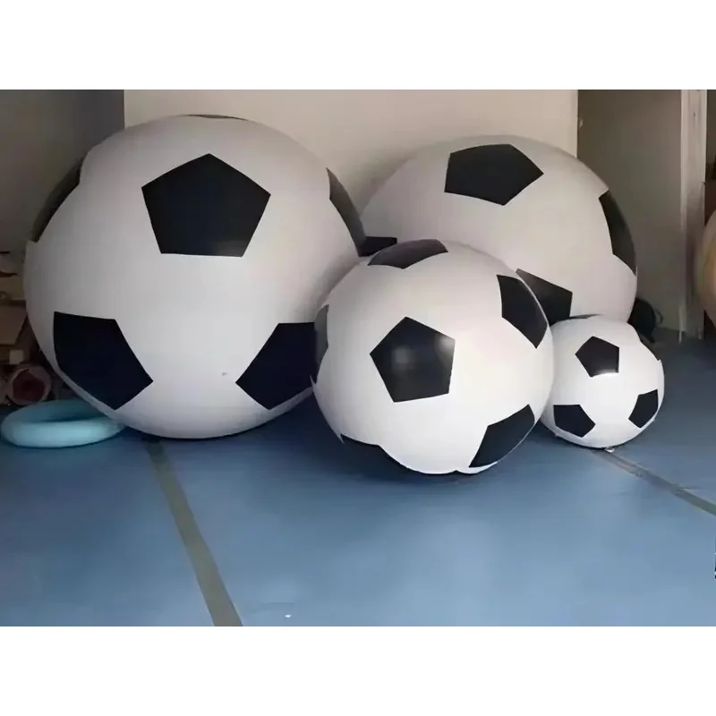 Outdoor Sports Inflatable PVC Soccer Ball Round Checkered Sphere Decorative Prop for Event Team Building Atmosphere Enhancement
